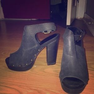 Aldo Peep-toe Black Leather Heels